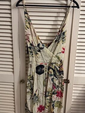 Floral V-Neck Maxi Dress in Cream and Multicolor
